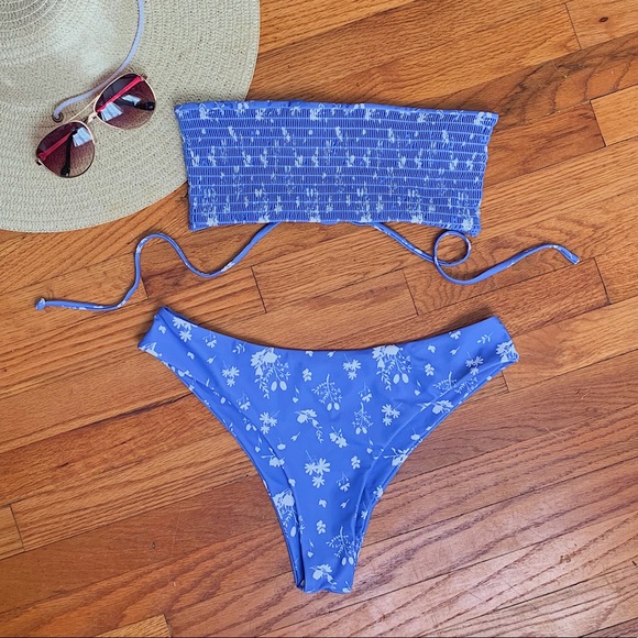 Zaful Other - Floral Lavender Bandeau Bikini 💜